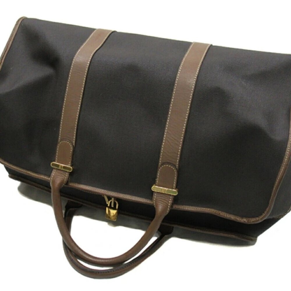 Dunhill Boston bag Gray Brown Gold Women Authentic secondhand